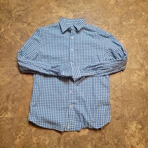 Armani Exchange Button Up Shirt Mens Small Blue Long Sleeve Gingham Plaid
